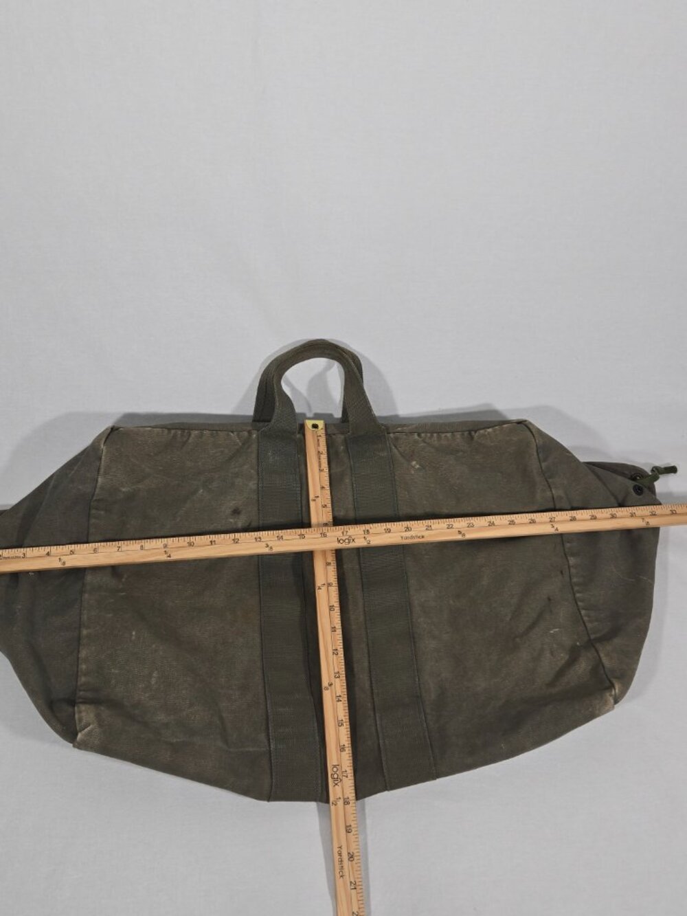 U.S.A. ORIGINAL Vintage 30s 40s Army Military SAGE CANVAS Duffel BAG Sz.33x18x15 - Picture 16 of 17